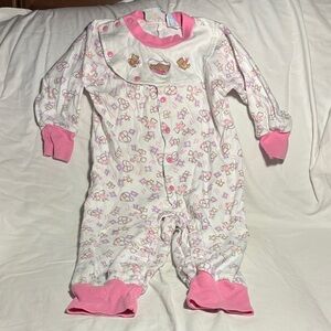 Miniwear Pink and White Footed One Piece